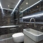 Bathroom sink shower and toilet