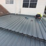 a construction worker on a roof